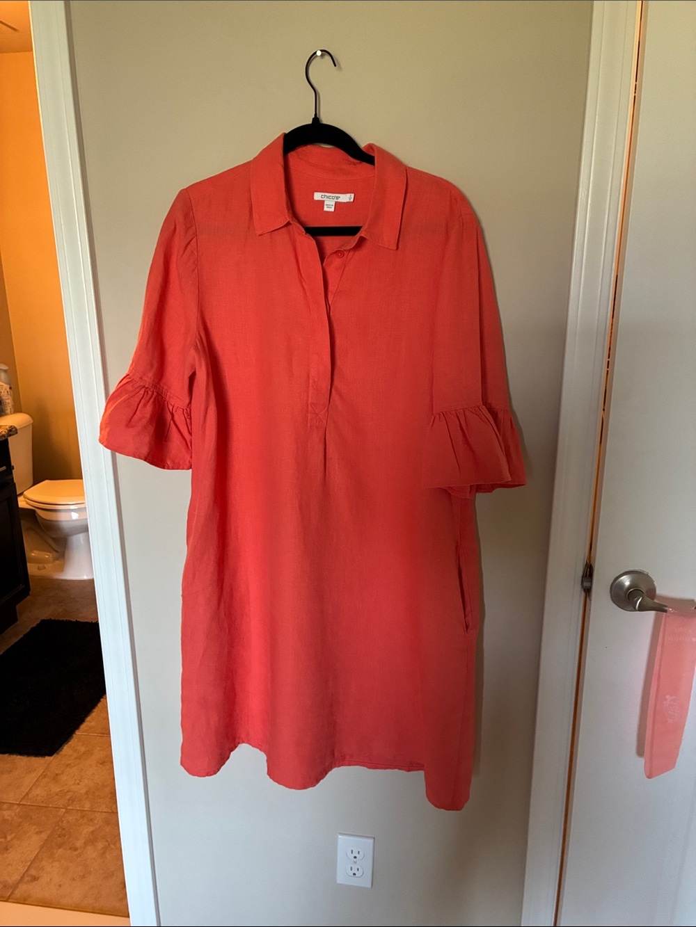 croft & barrow Coral Collared Ruffle-Sleeve Tunic
